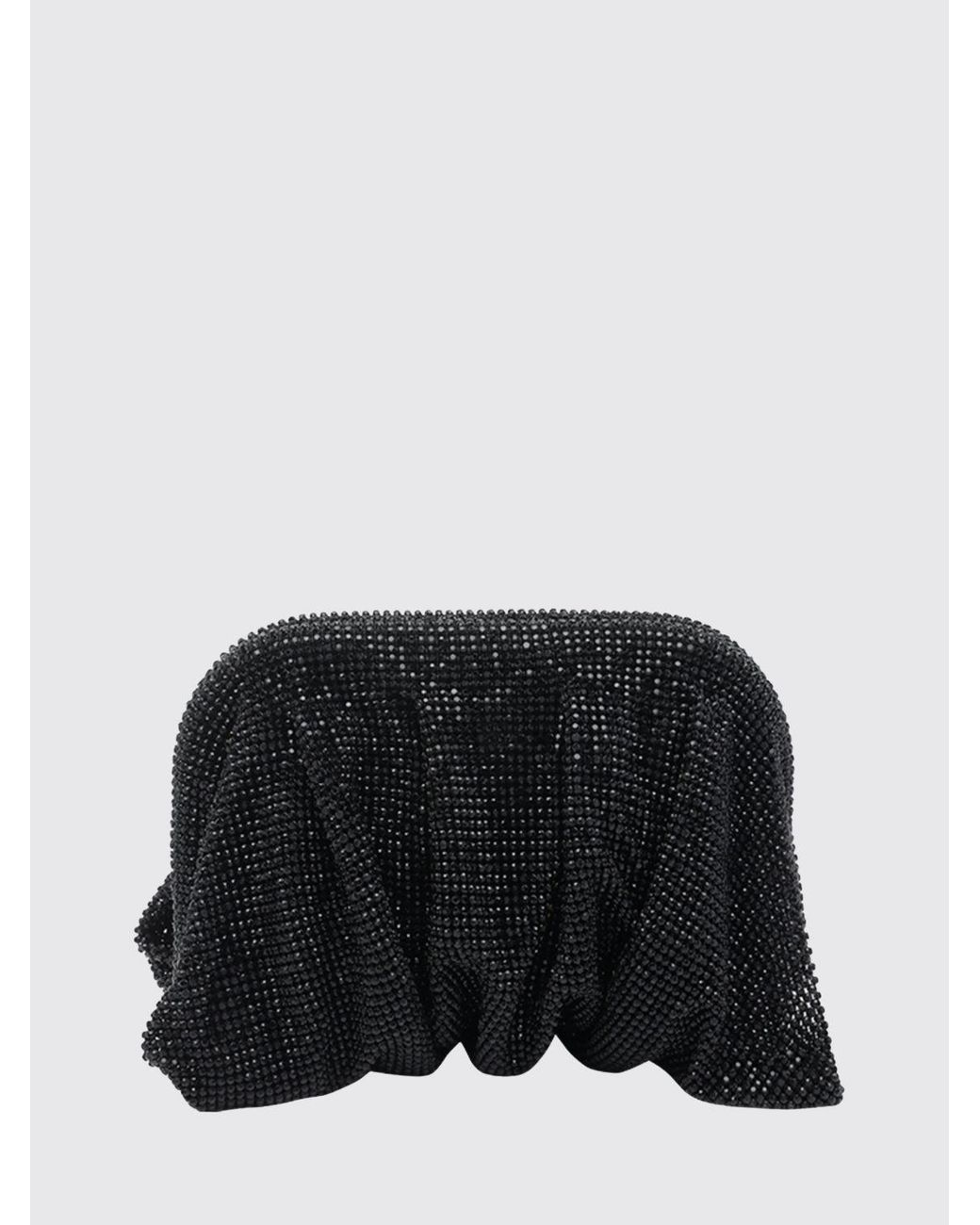 Benedetta Bruzziches Black Venus Draped Crystal Mesh Mini Bag With Strap