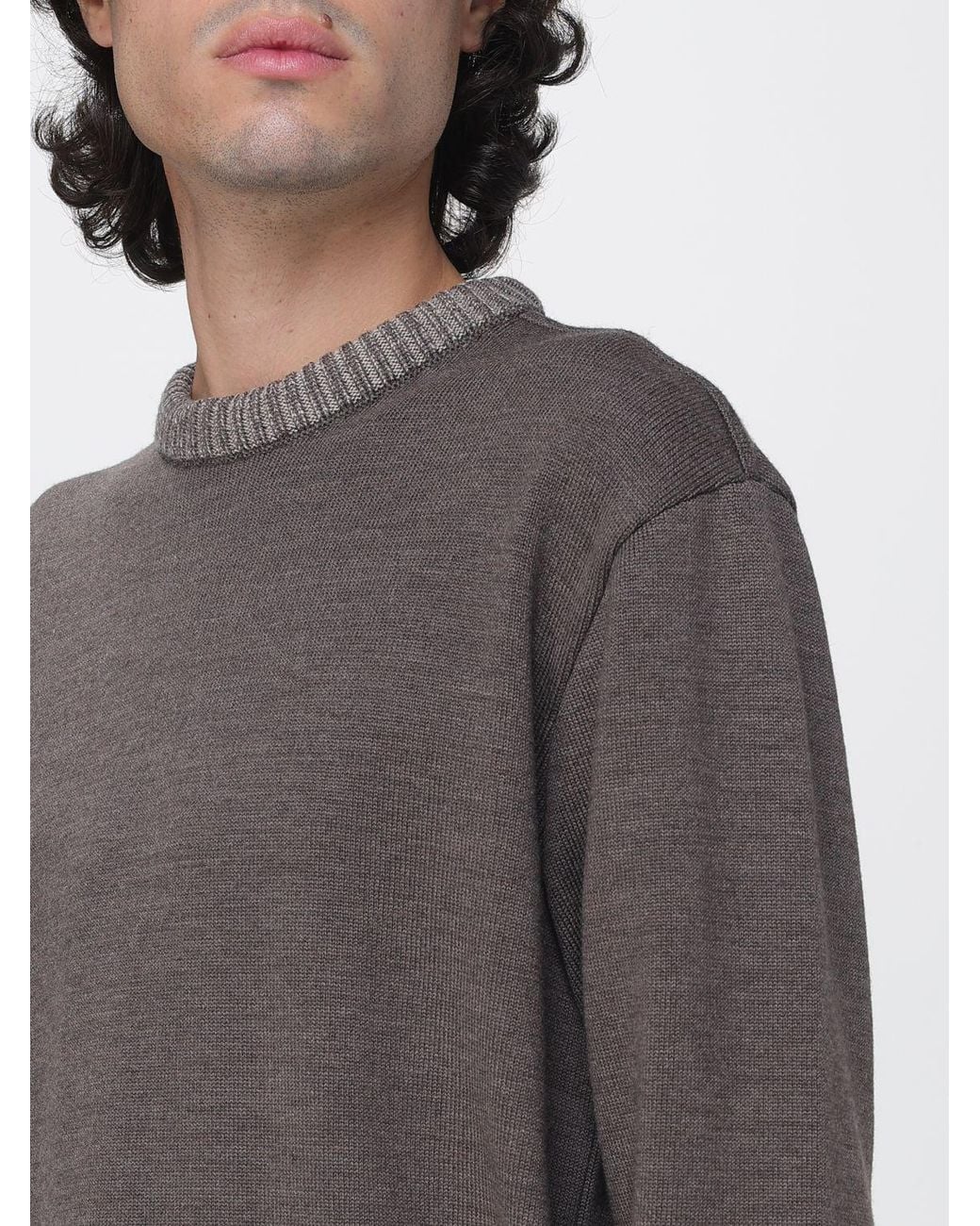 Paul & Shark Gray Paul &Amp Shark 100% Wool Crewneck Jumper With Ribbed Trims for men