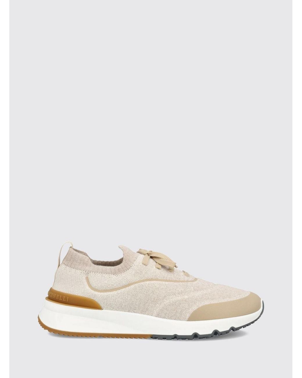Brunello Cucinelli White Bicolour Stretch Technical Fabric Low-Top Trainers for men