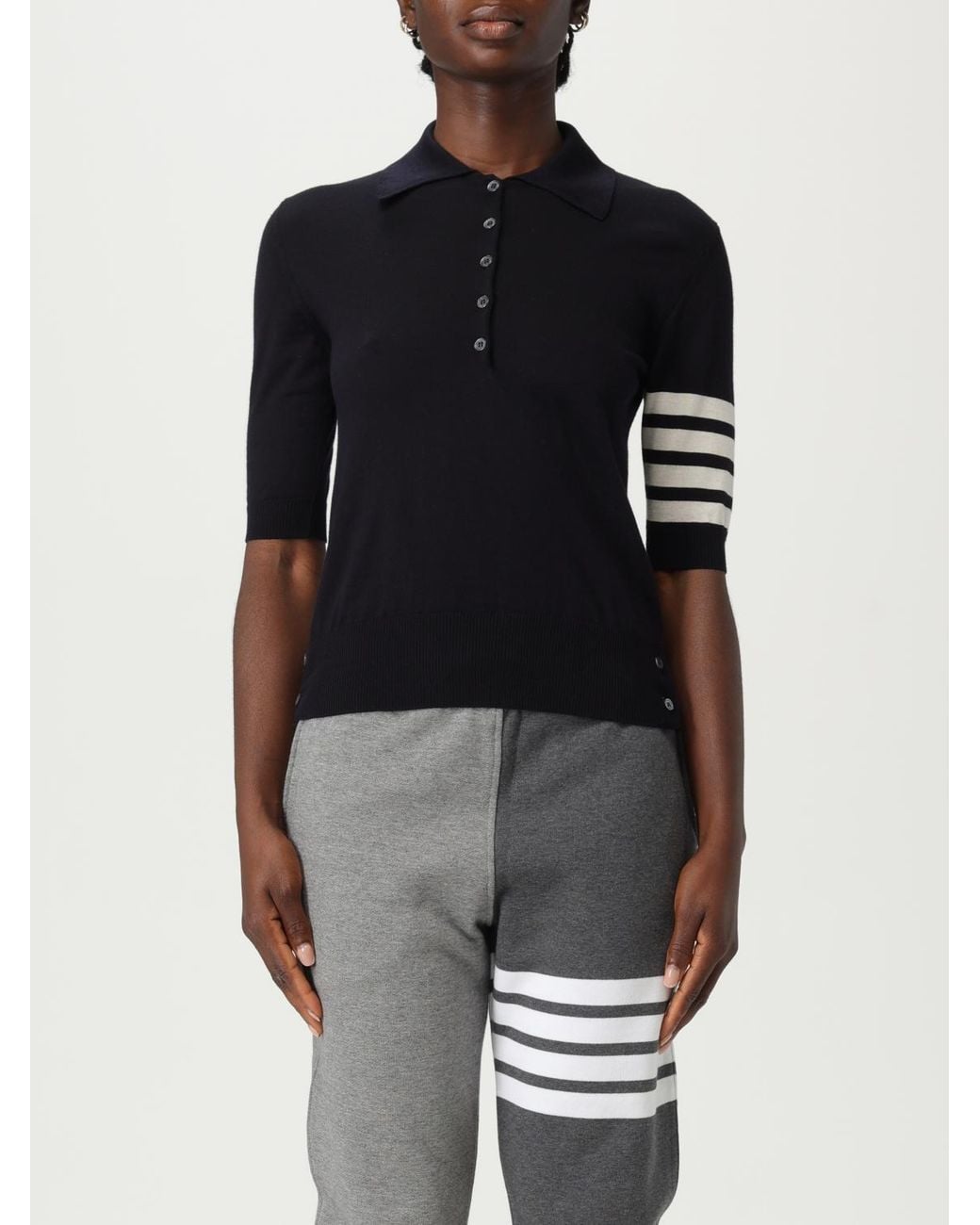 Thom Browne Black Wool Polo Shirt