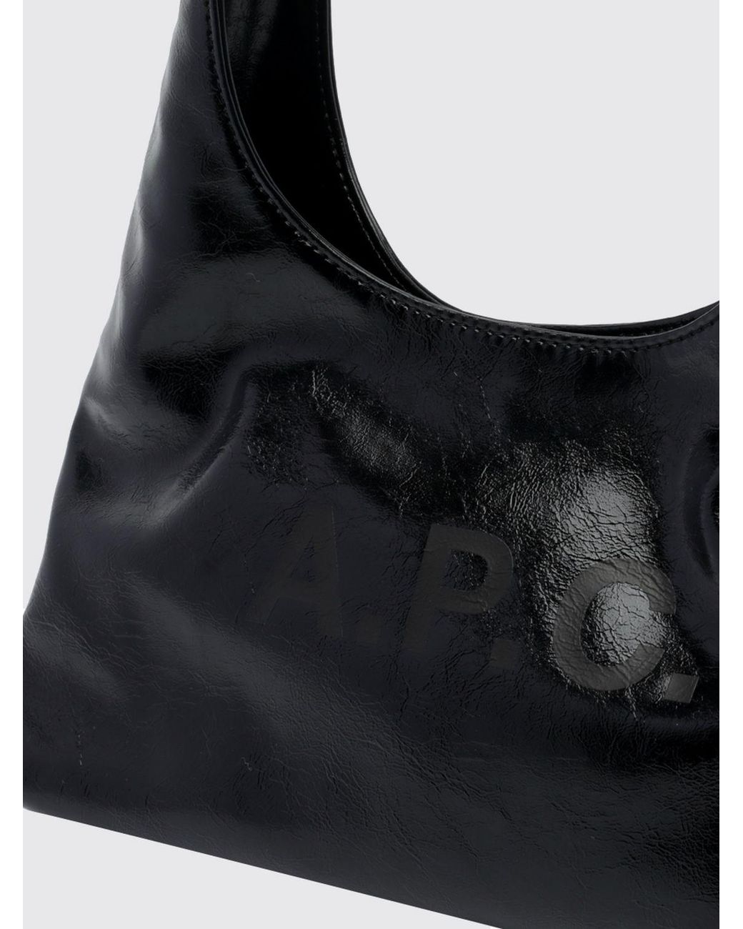 A.P.C. Black Ninon Recycled Synthetic Leather Hobo Bag With Magnetic Closure