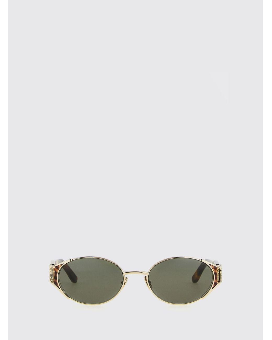 Saint Laurent Brown Oval Tortoiseshell Acetate Sunglasses With Ysl Monogram