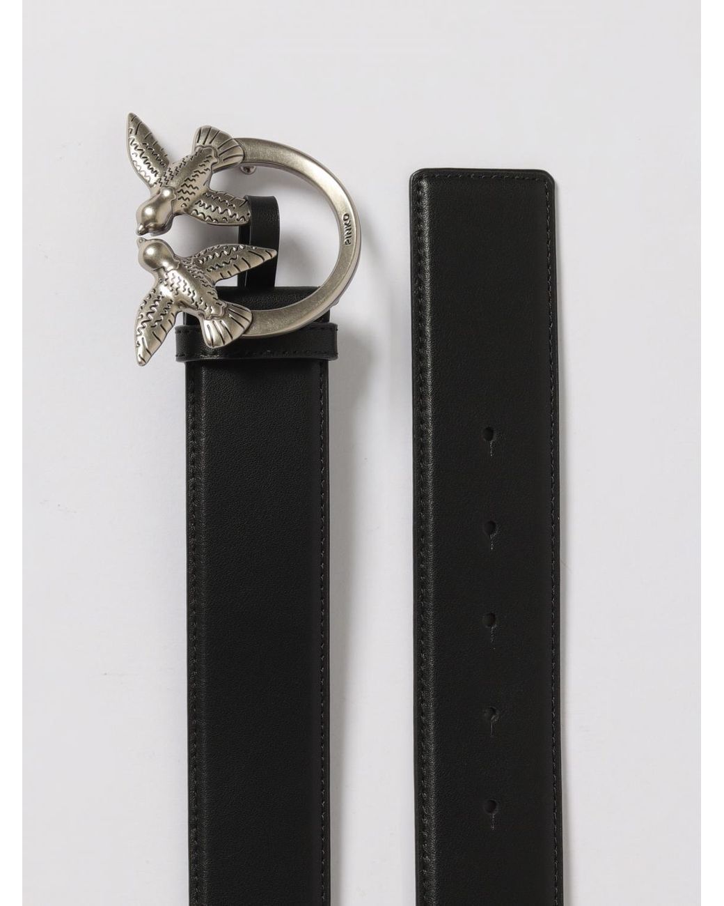 Pinko Gray Love Berry Leather Belt