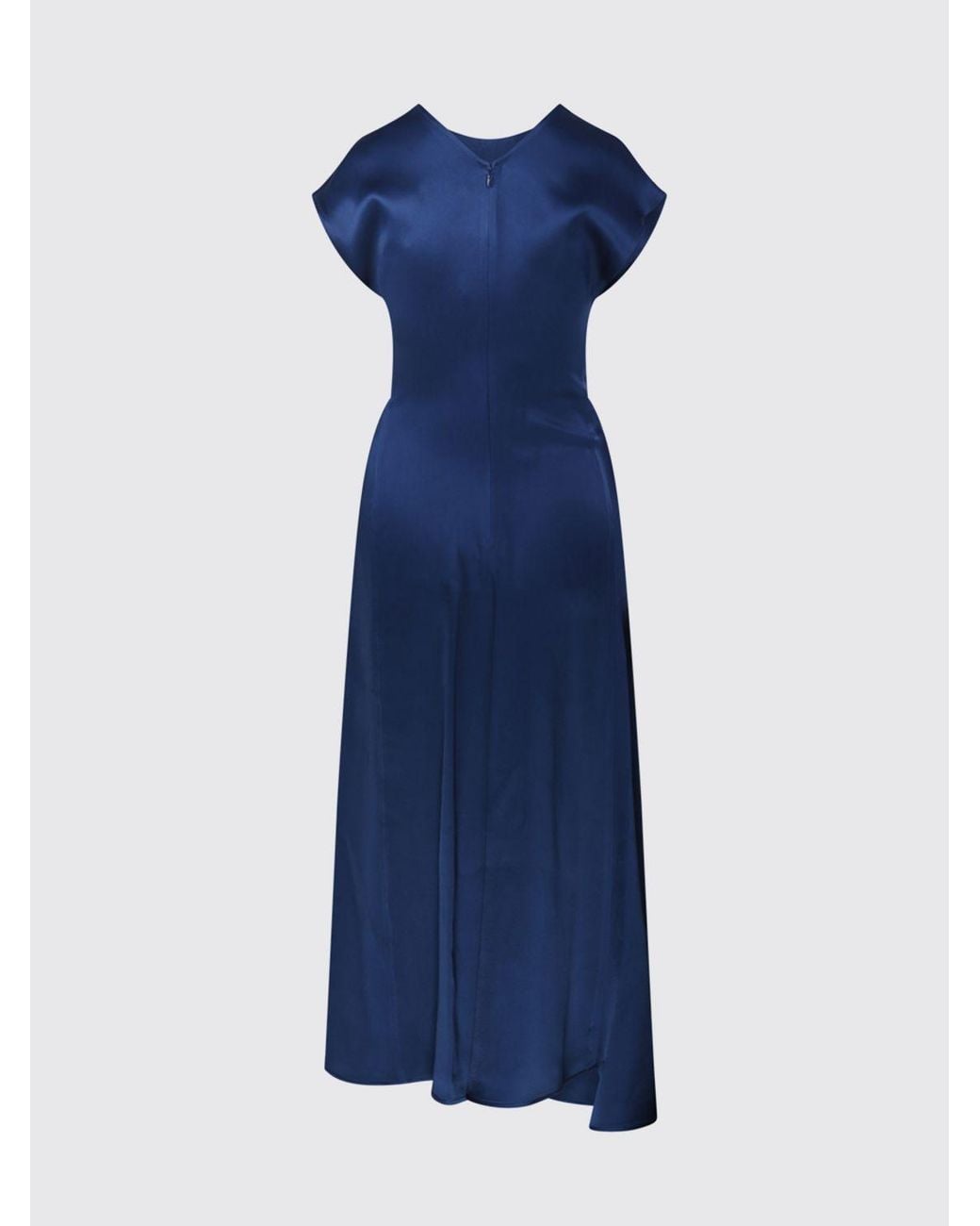 Victoria Beckham Blue Aria Asymmetrical Ruched-Waist Midi Dress