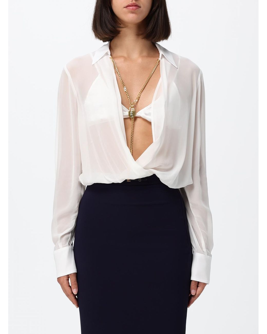 Elisabetta Franchi White Bodysuit Shirt