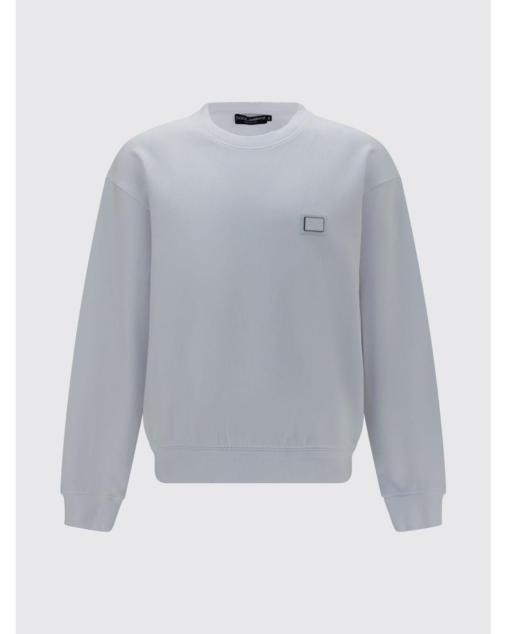 Dolce & Gabbana Gray Dolce &Amp Gabbana Cotton Crewneck Sweatshirt With Tonal Logo And Dropped Shoulders for men