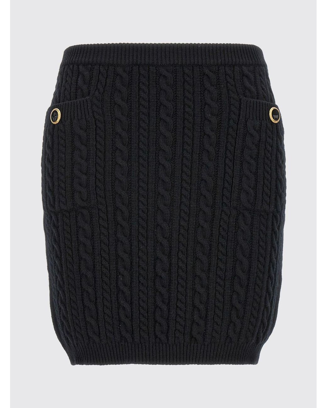 Alessandra Rich Black Wool Fitted Skirt