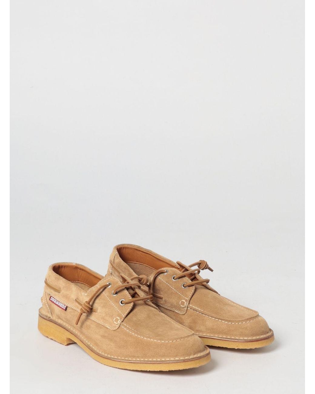 DSquared² Natural Neoclassic Suede Boat Loafers for men