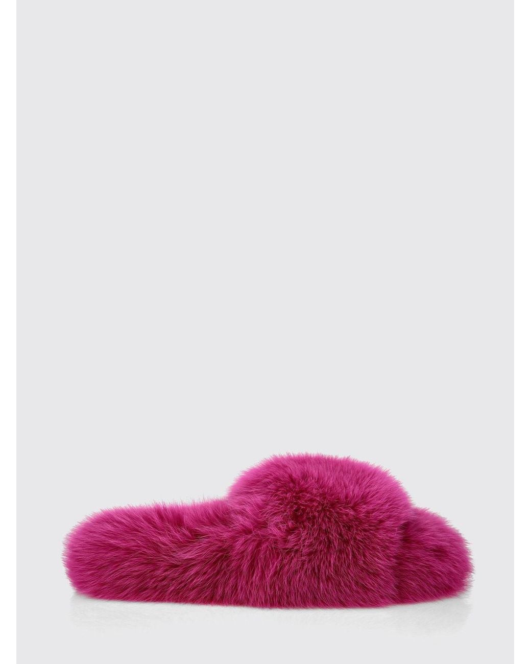 Philipp Plein Pink Solid Colour Fur Slide Sandals With A Low Heel