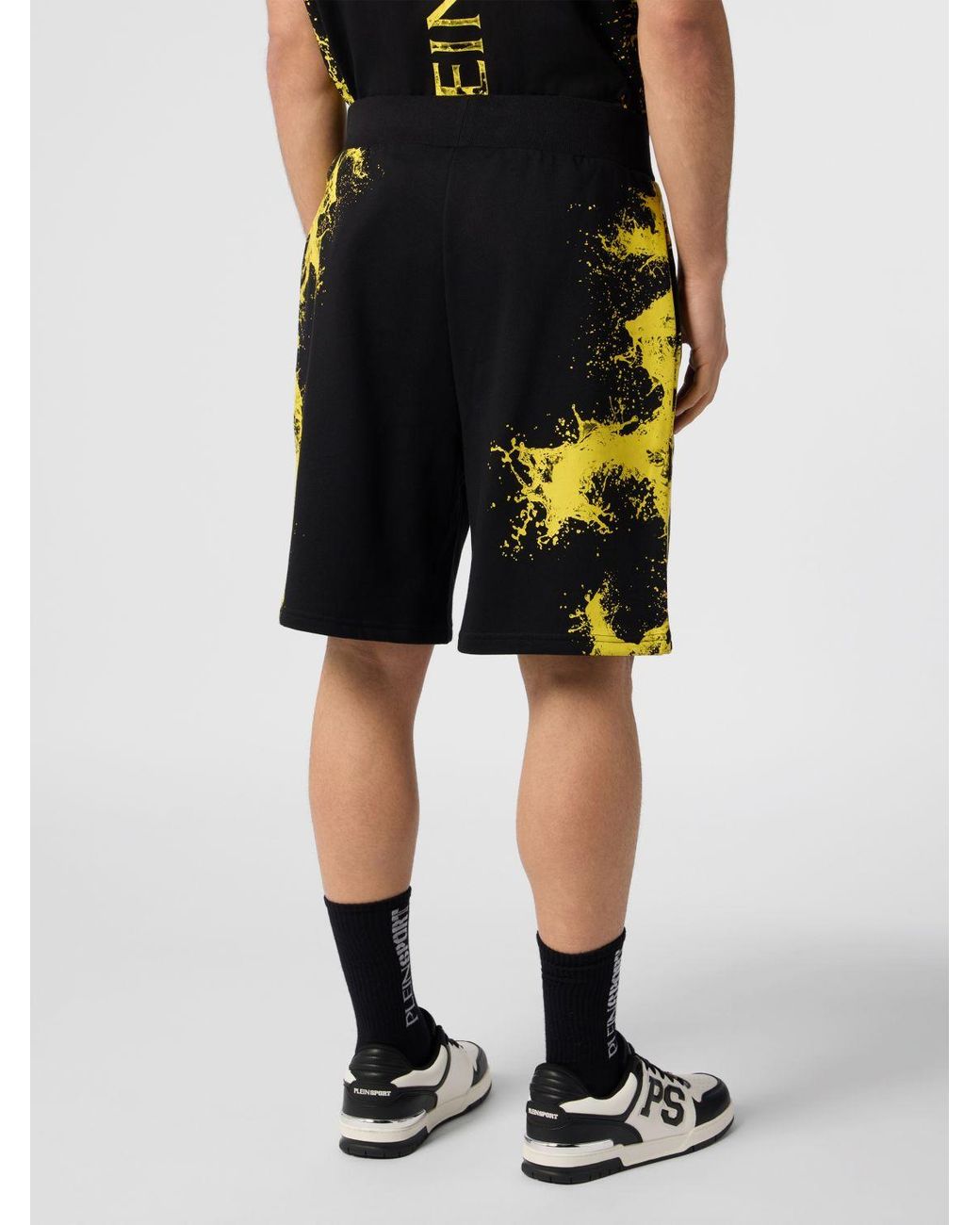 Philipp Plein Black Abstract Print Jogging Shorts for men