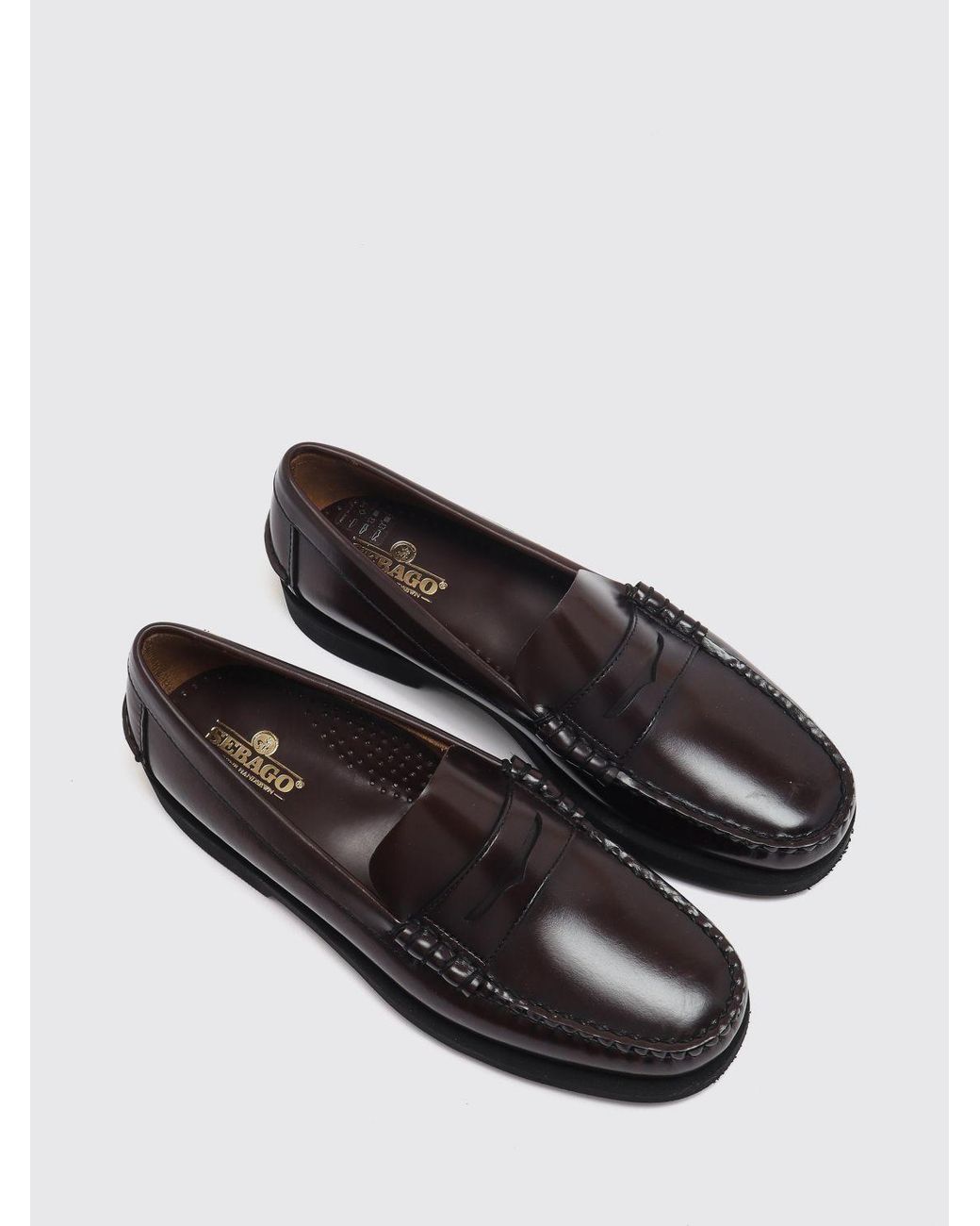 Sebago White Brushed Leather Penny Loafers With Saddle Strap And Raised Apron Toe for men