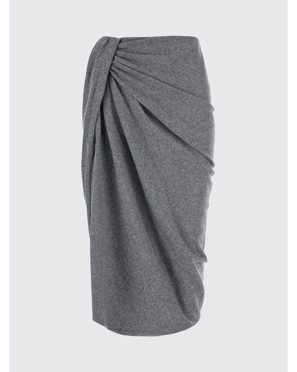 Isabel Marant Gray Draped Cotton-Blend Slim Fit Midi Pencil Skirt