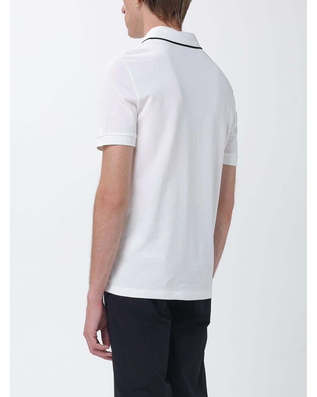 ARMANI EXCHANGE White Pique Cotton Polo With Logo And Contrasting Details for men