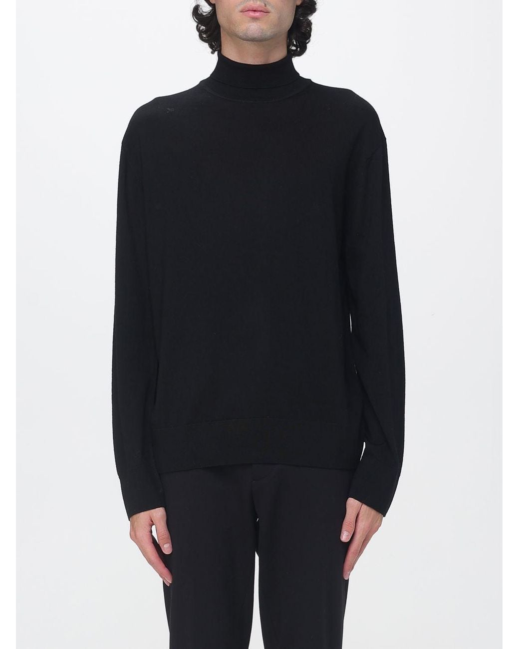 Laneus Blue Pure Virgin Wool Turtleneck Jumper With Ribbed Hems for men