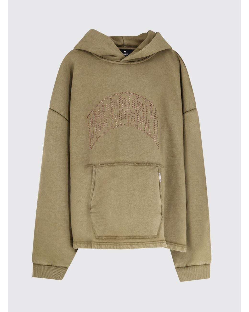 Represent Green Cotton Hoodie With Logo for men