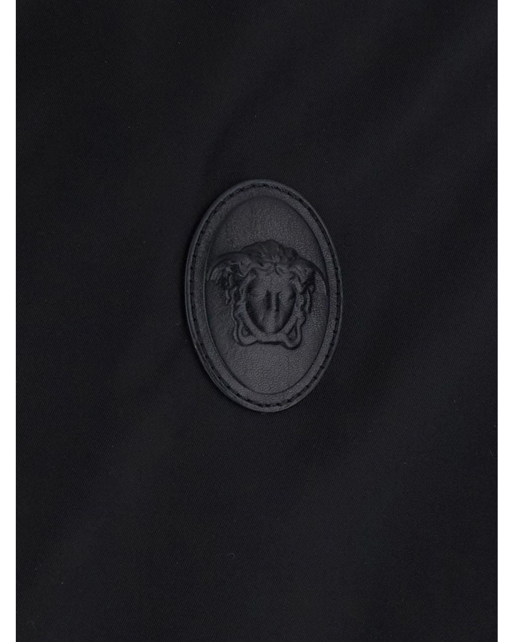 Versace Blue Hooded Silk And Cotton-Blend Short Windbreaker Jacket for men