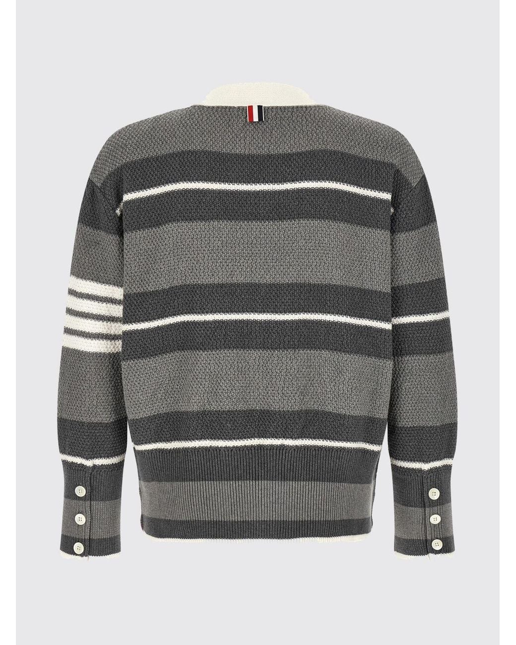 Thom Browne Gray Striped Cotton Cardigan for men