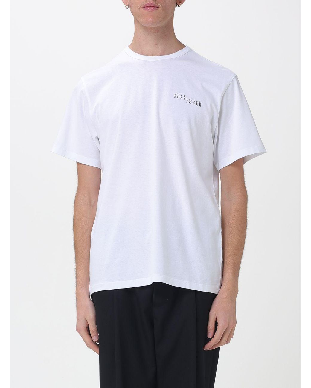 sunflower White Cotton T-Shirt for men