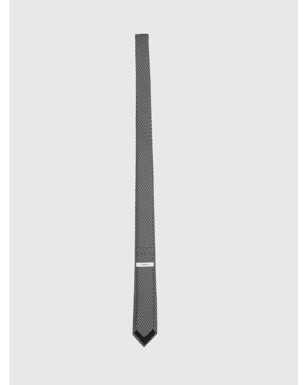 Lardini White Silk Tie With Geometric Diamond Pattern for men