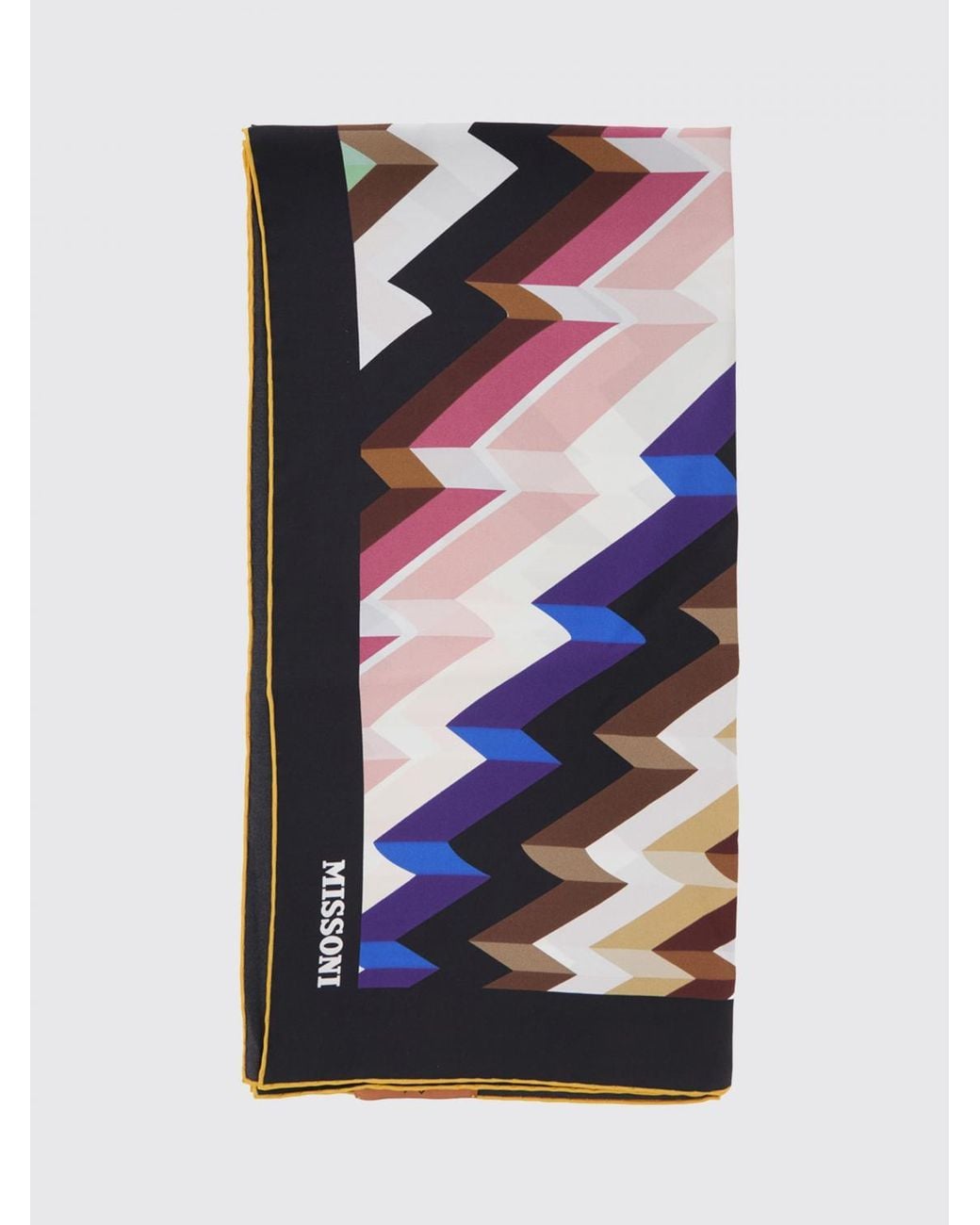 Missoni Blue Square Pure Silk Foulard With Zig-Zag Pattern