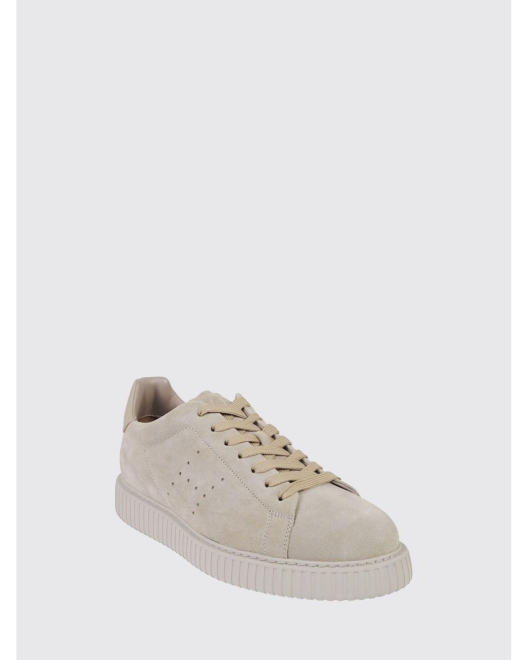 Hogan Natural H677 Leather And Suede Low-Top Sneakers With Perforated H Logo for men