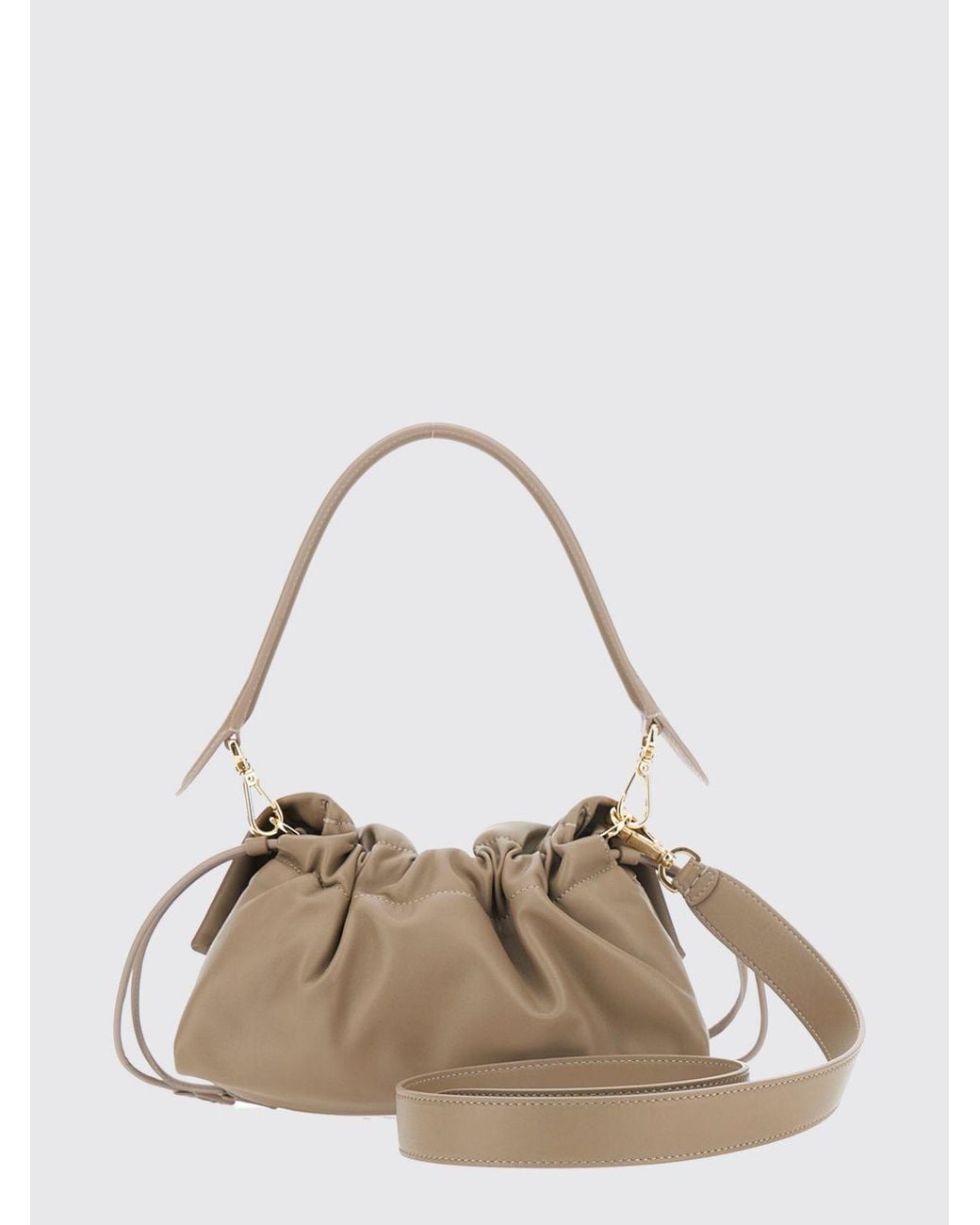 Fendi Natural Medium Baguette Lambskin Nappa Shoulder Bag With Drawstring