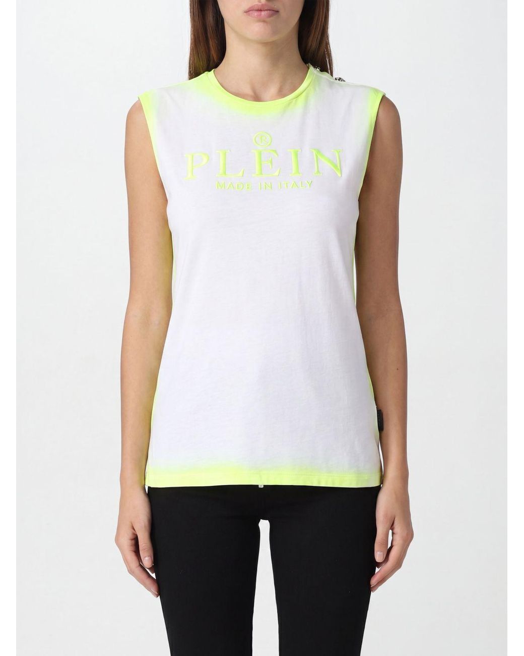 Philipp Plein White Sleeveless Slim Fit Top