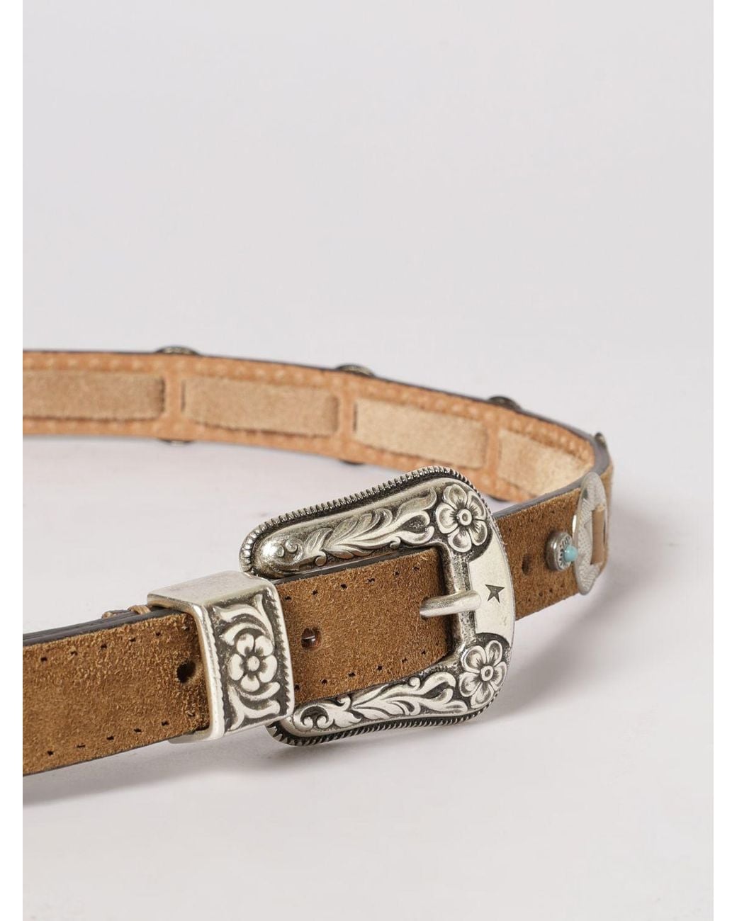 Golden Goose Deluxe Brand Natural Suede Belt With Worked Metal Applications