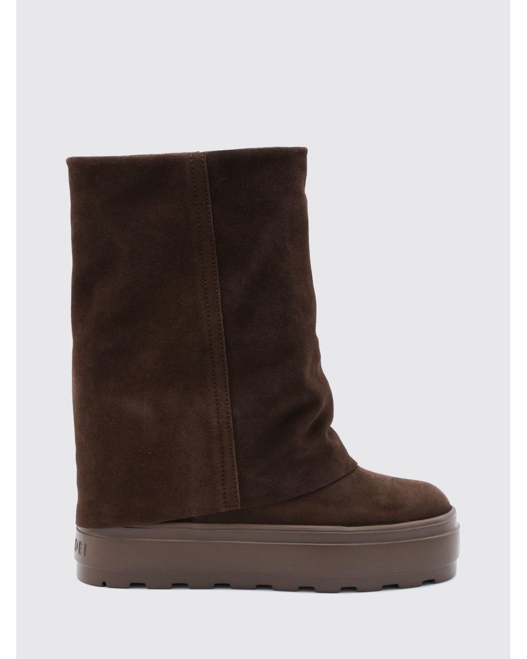 Casadei Brown Suede Knee-High Boots With High Wedge Heel
