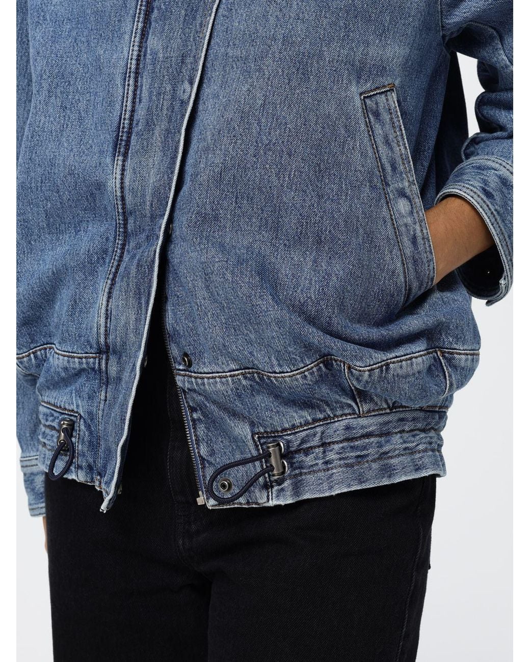 Loewe Blue Cropped Shirt-Style Cotton Denim Jacket