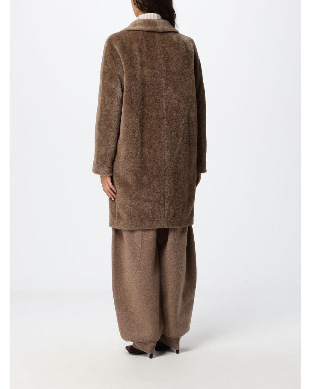 Max Mara Brown Knee-Length Double-Breasted Coat