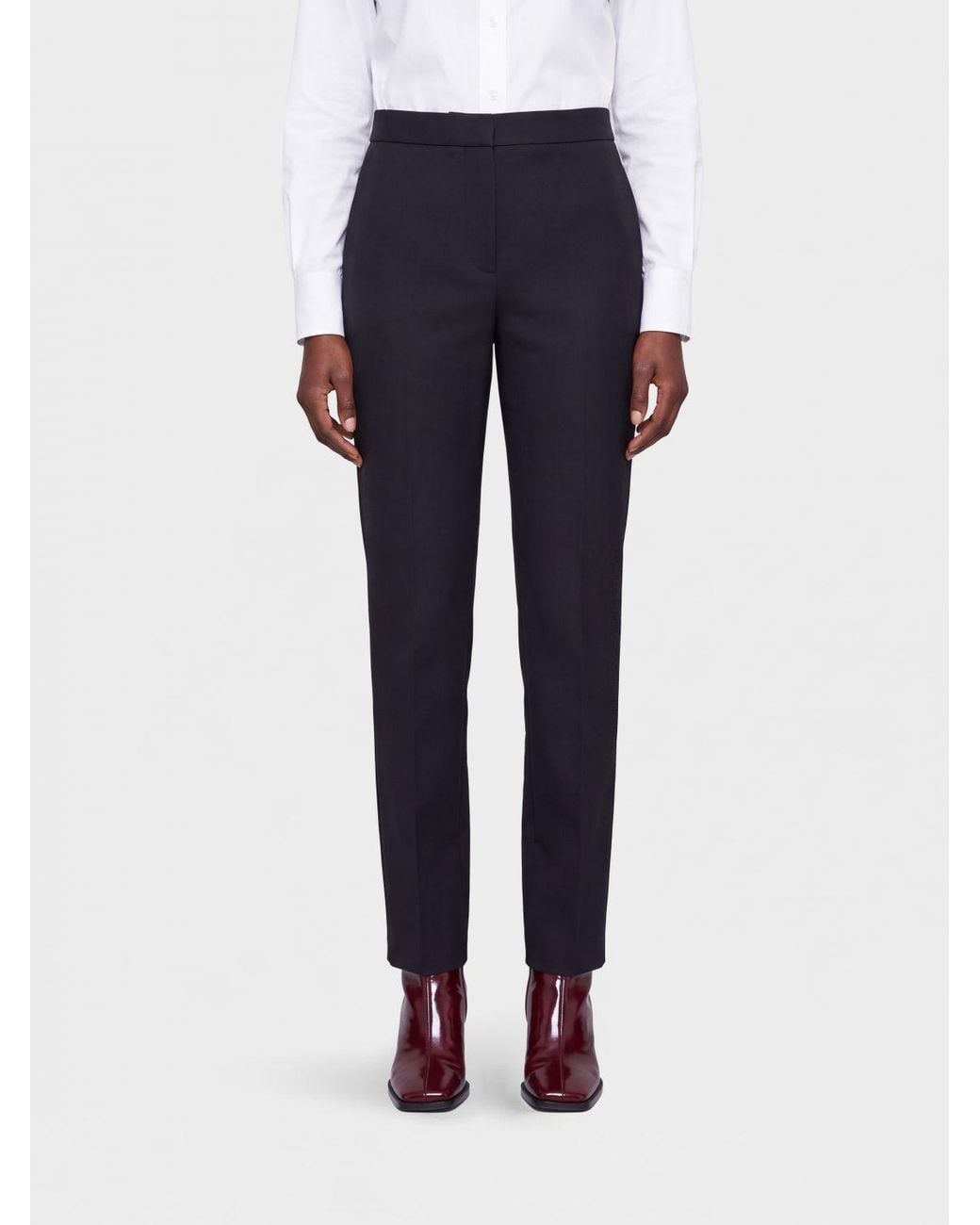 Max Mara Blue Acino Mid-Rise Slim Fit Skinny Wool Trousers