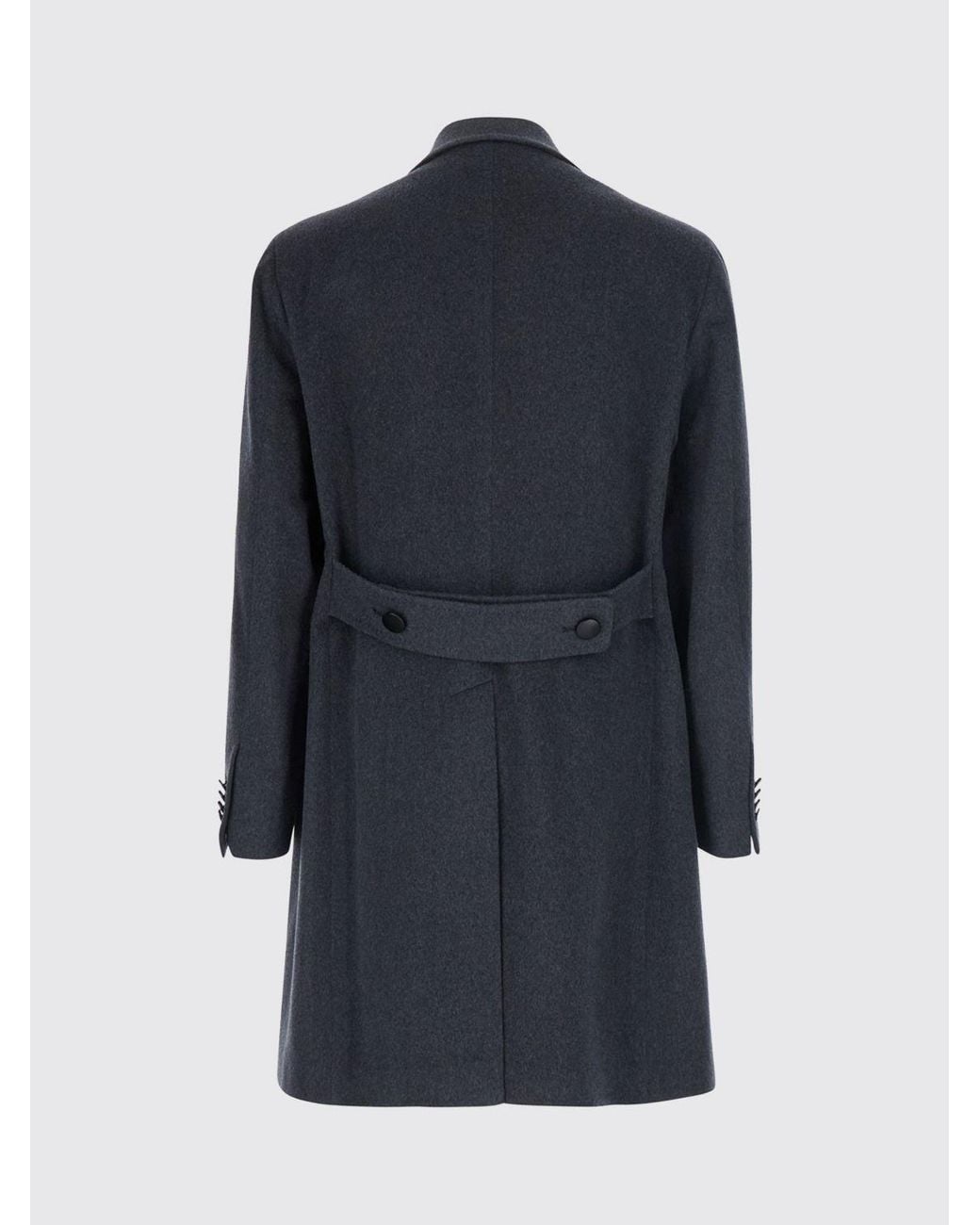 Tagliatore Blue Knee-Length Double-Breasted Wool Coat With Peak Lapels for men