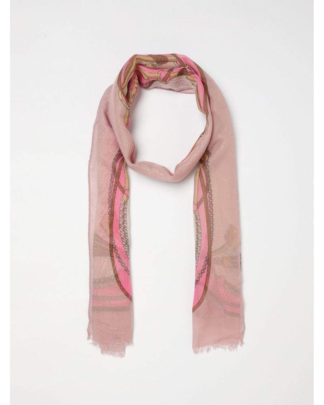 Liu Jo Pink Polyester Scarf With All-Over Lj Monogram