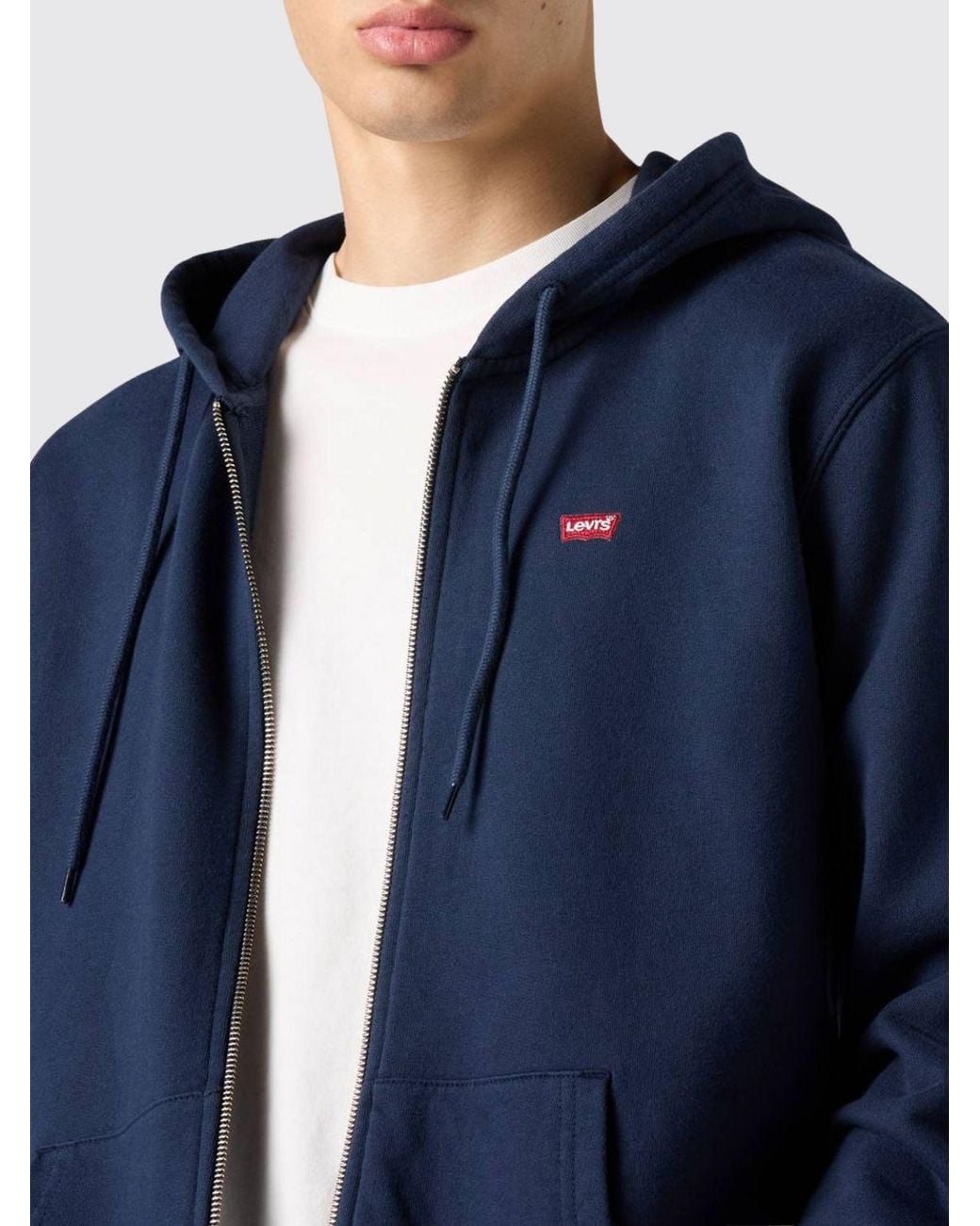 Levi's Blue Cotton Zip-Up Hoodie With Contrast Logo for men