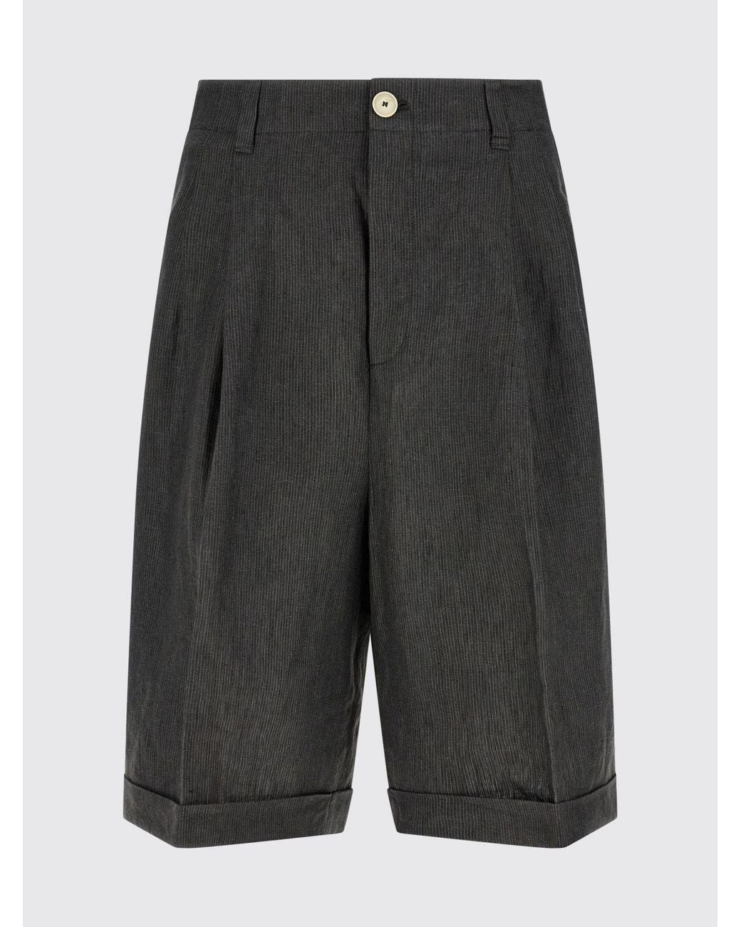 Jacquemus Black Striped Linen Tailored Shorts for men