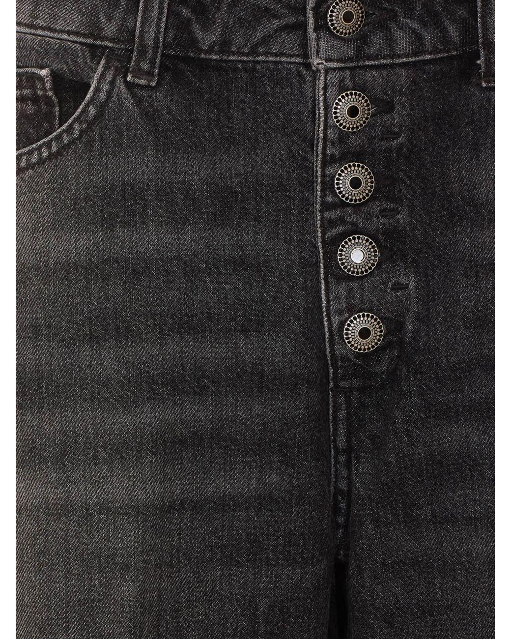 Dondup Black Koons High-Waisted Straight Cropped Jeans