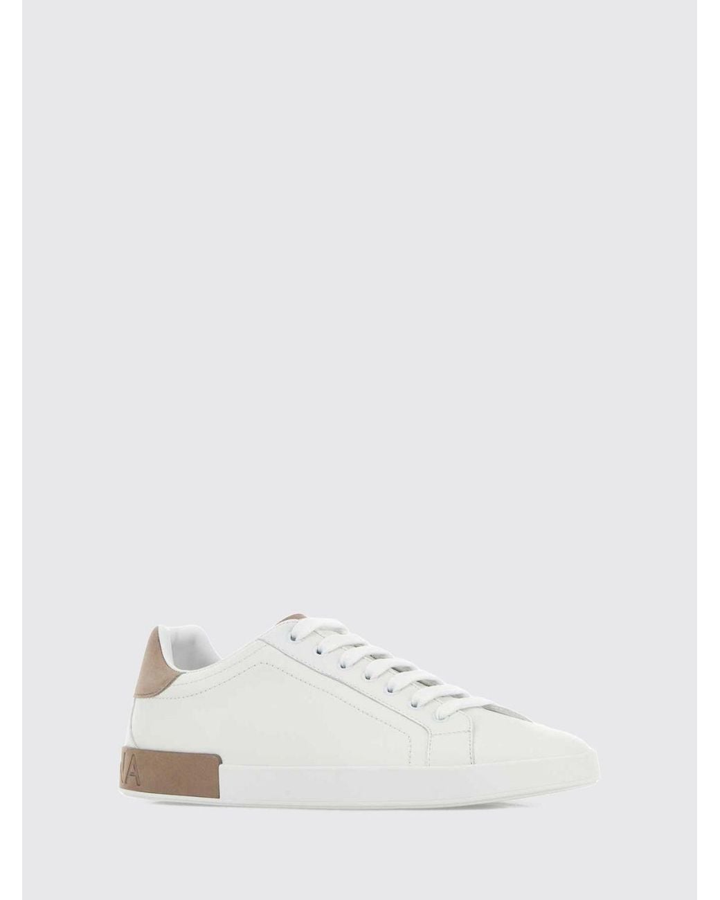 Dolce & Gabbana White Dolce &Amp Gabbana Portofino Smooth Calfskin Sneakers With Rear Logo for men