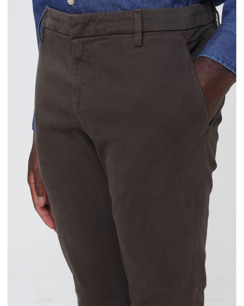 Dondup Blue Mid-Rise Slim Fit Chino Trousers for men