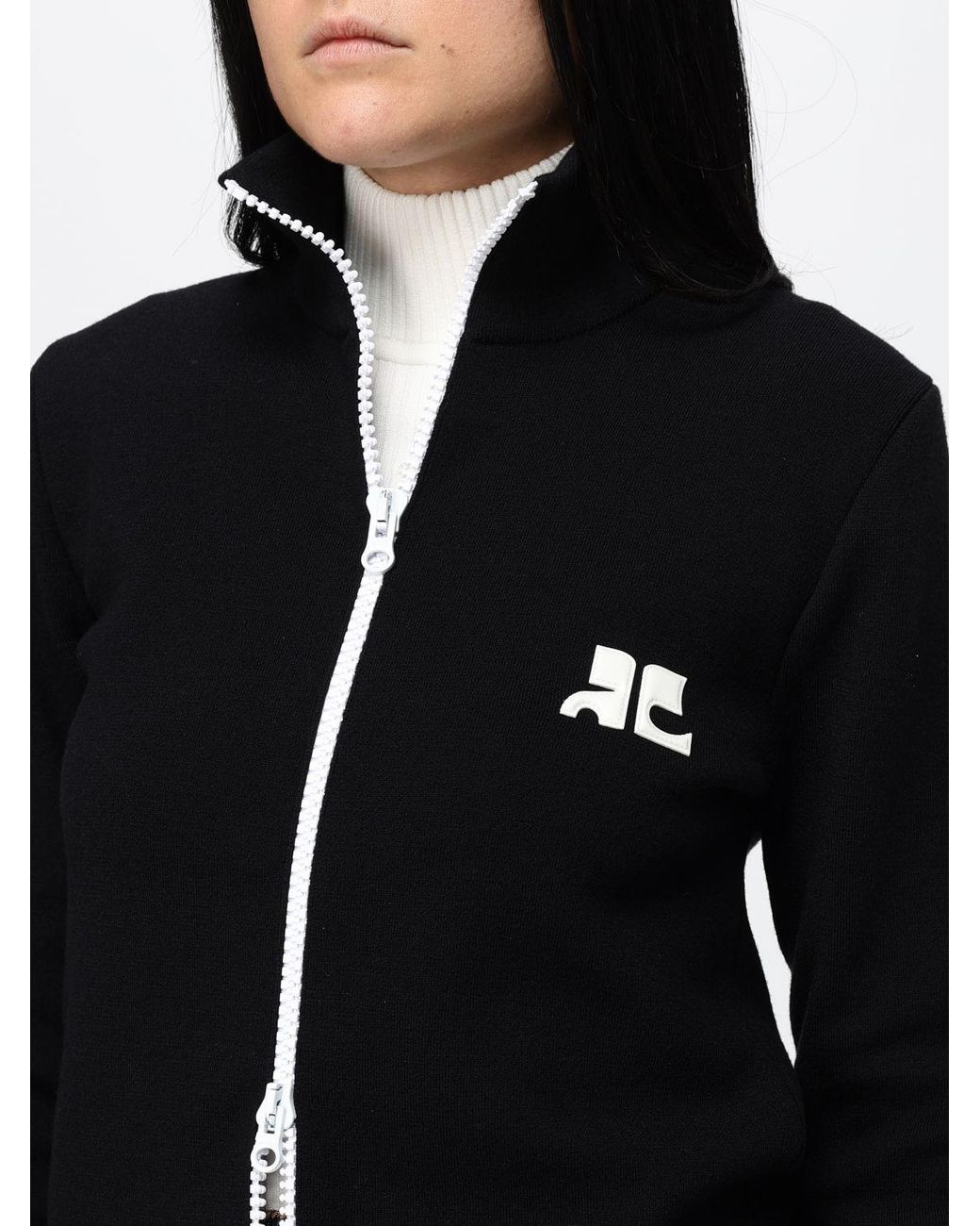 Courreges Black CourrÈ Ges Slim-Fit Wool Turtleneck Jumper With Zip And Contrasting Logo
