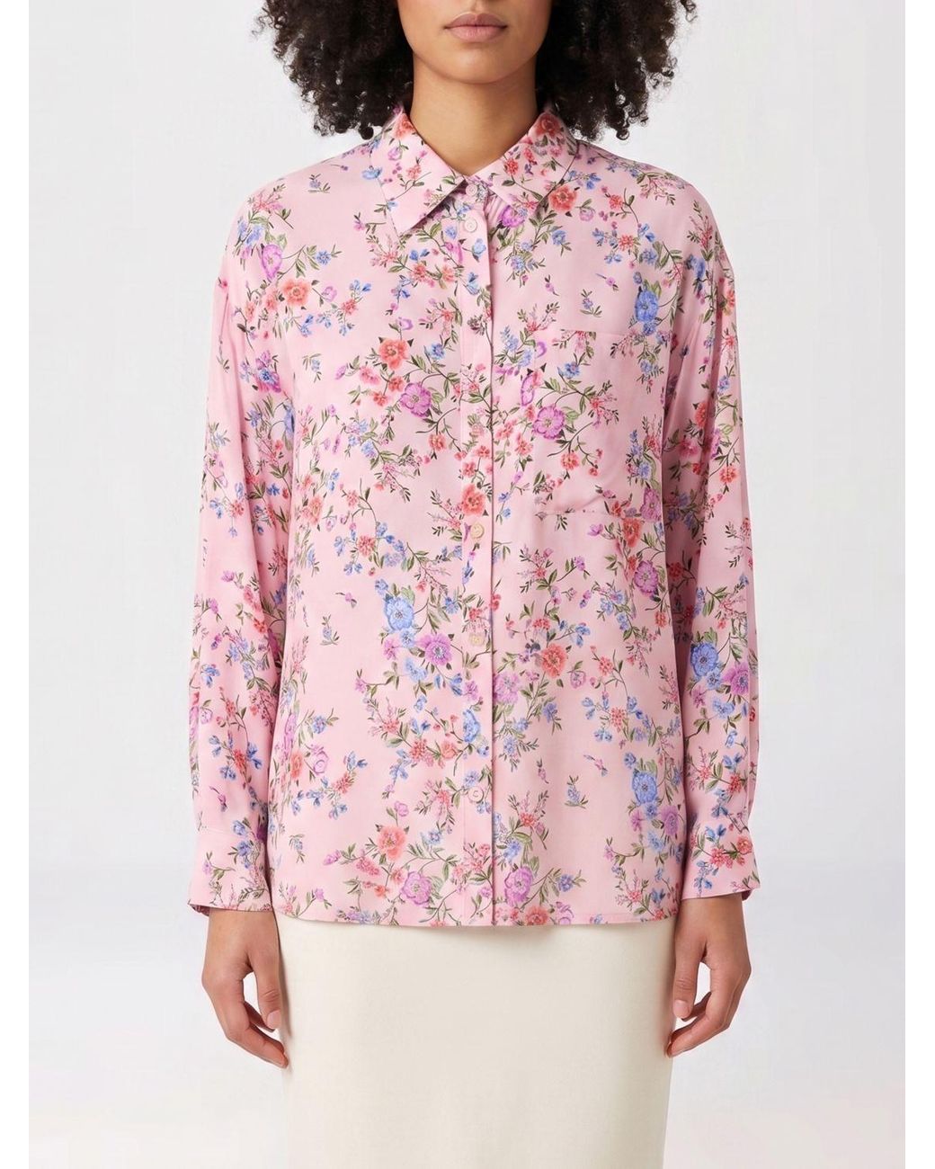 Liu Jo Pink Viscose Floral Print Shirt
