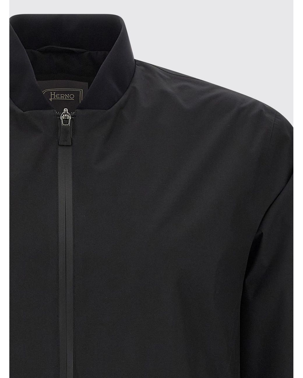 Herno Blue Technical Polyester Bomber Jacket With Ribbed-Knit Collar And Cuffs for men