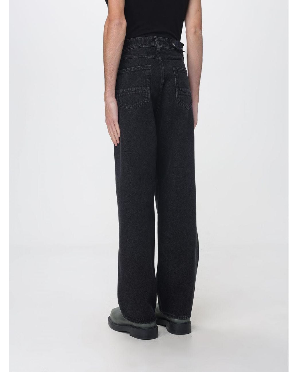 Stone Island Black Mid-Rise Straight Jeans for men