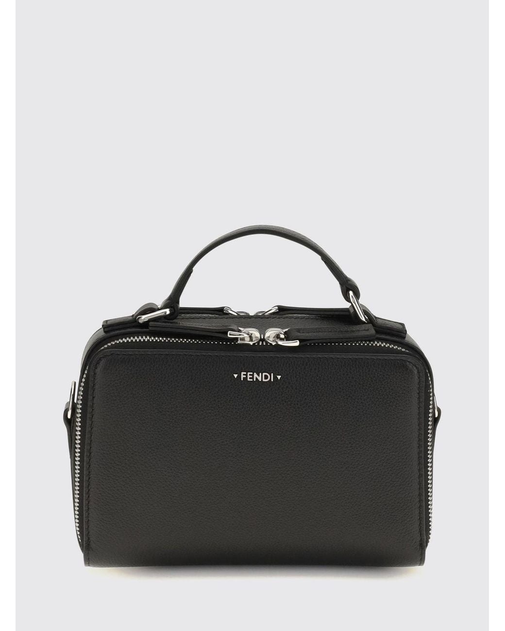 Fendi Black Smooth Calfskin Crossbody Bag With Double Compartment And Handle for men