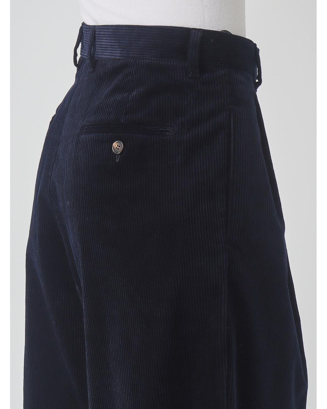 Max Mara Blue High-Waisted Wide-Leg Corduroy Trousers