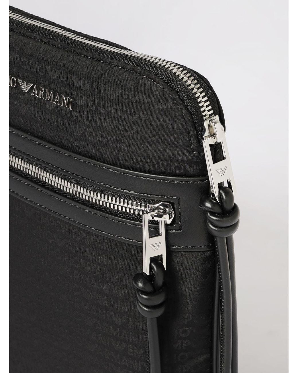 Emporio Armani Black Polyamide Bag With Jacquard Logo for men