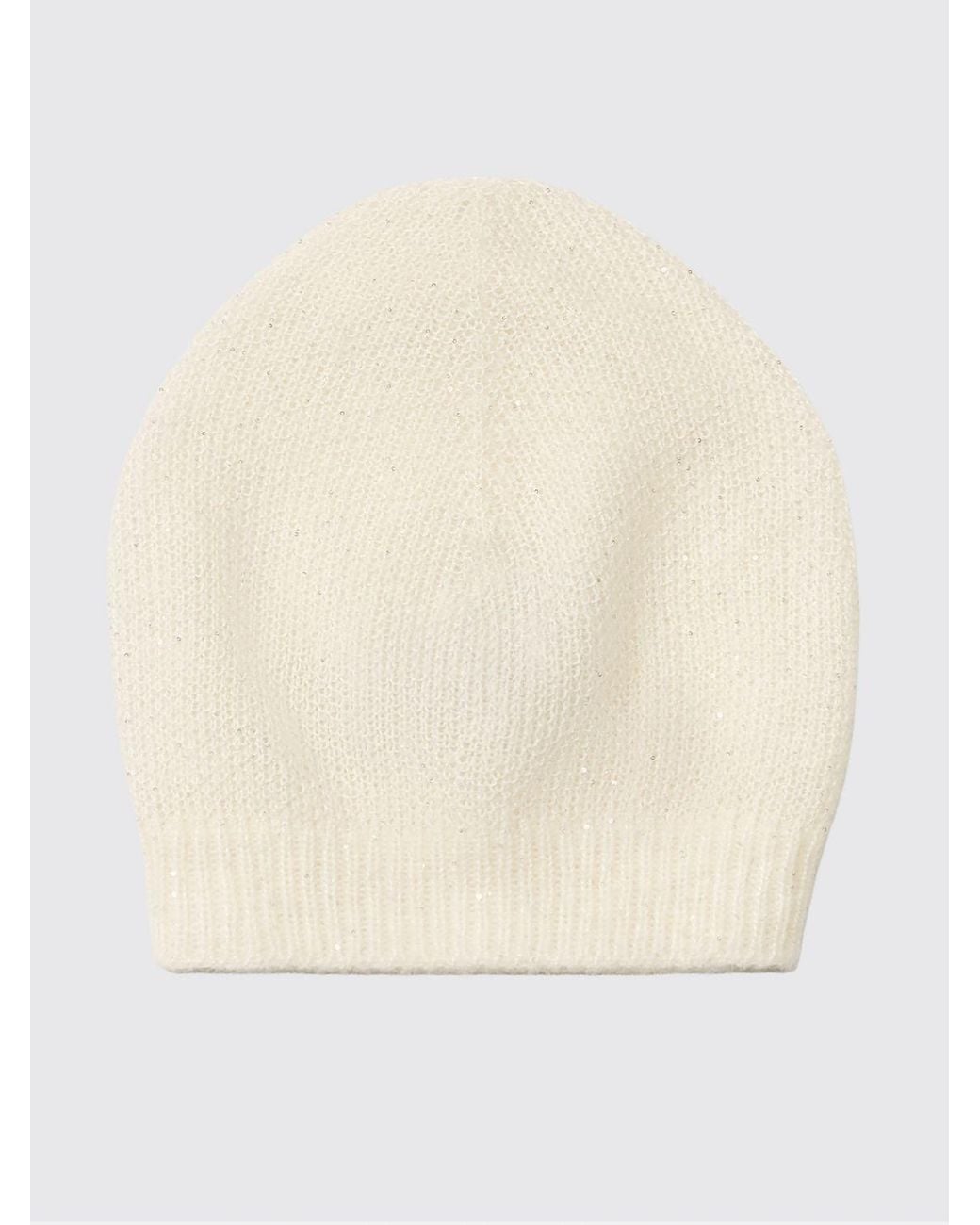 Fabiana Filippi Natural Wool Blend Beanie Hat With Sequins