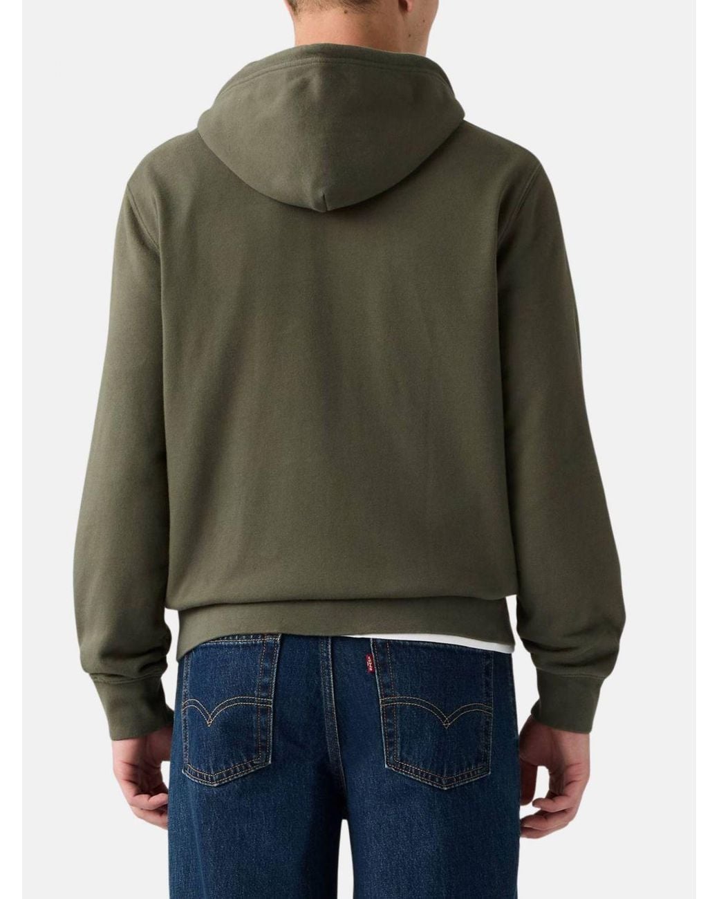 Levi's Green Cotton Zip-Up Hoodie With Contrast Logo for men