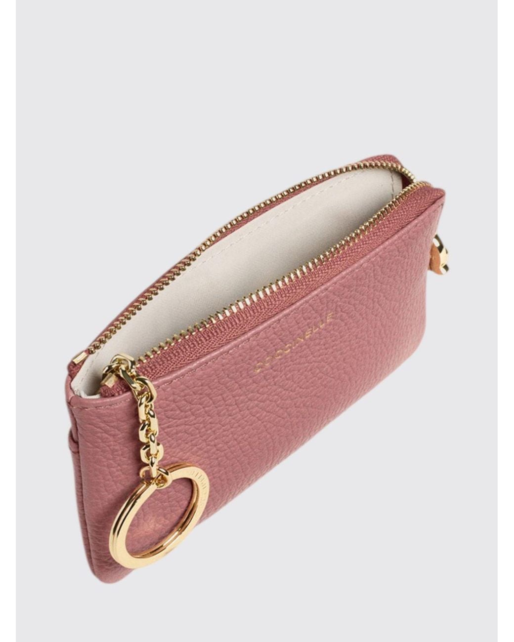 Coccinelle Pink C-Me Small Grained Leather Zipped Purse With Metal Ring
