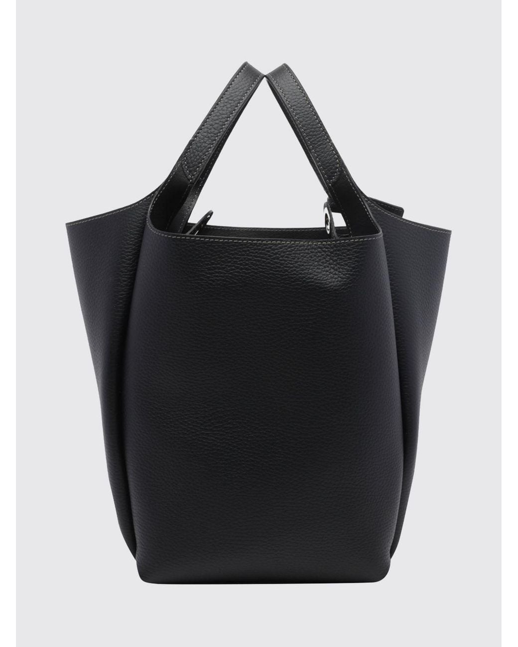 Tod's Black Hammered Leather Bucket Bag With Double Handle And Charm